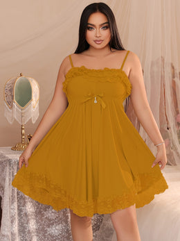 jkthpu-45 Women's Sexy Red Lace Nightgown – V-Neck Tie Waist Sleepwear