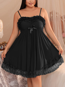 jkthpu-45 Women's Sexy Red Lace Nightgown – V-Neck Tie Waist Sleepwear