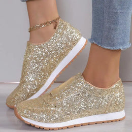 Dropshipman Women's Silver Glitter Sneakers For Women Bling Shoes Slip-on Casual Trend Platform Sport Shoes Woman Non-slip Vulcanize Shoes