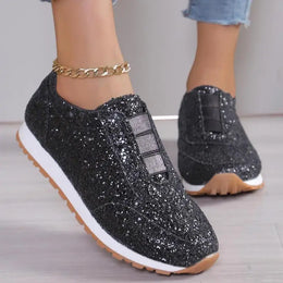 Dropshipman Women's Silver Glitter Sneakers For Women Bling Shoes Slip-on Casual Trend Platform Sport Shoes Woman Non-slip Vulcanize Shoes