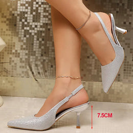 KissICON Women's Silver Shiny Sequin High Heels Pumps 2025