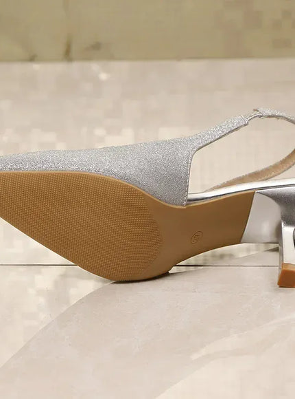 KissICON Women's Silver Shiny Sequin High Heels Pumps 2025
