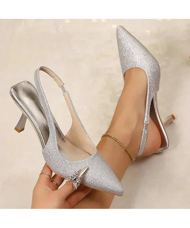 KissICON Women's Silver Shiny Sequin High Heels Pumps 2025