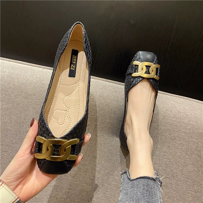 KissICON Women's Single Shoes 2021 New Shallow Metal Buckle