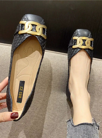 KissICON Women's Single Shoes 2021 New Shallow Metal Buckle