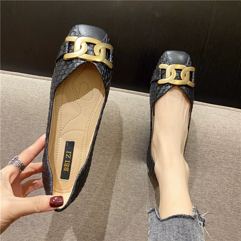 KissICON Women's Single Shoes 2021 New Shallow Metal Buckle