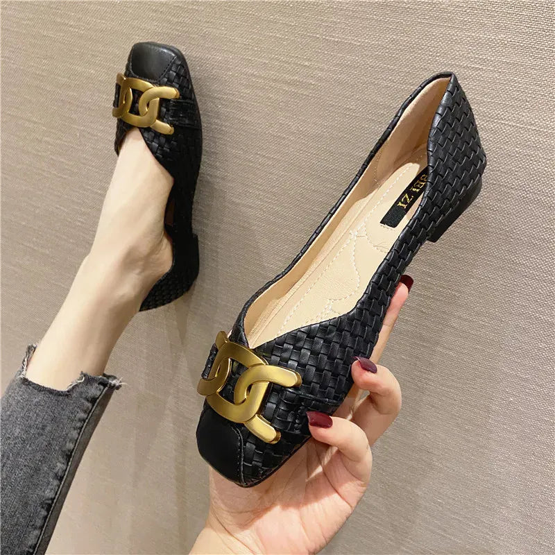 KissICON Women's Single Shoes 2021 New Shallow Metal Buckle