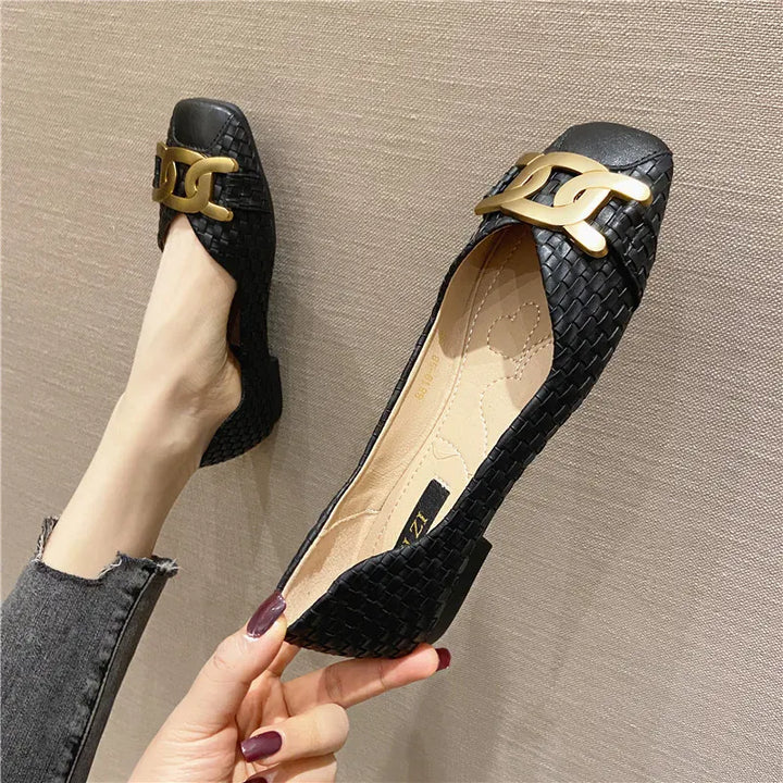 Women's Single Shoes 2021 New Shallow Metal Buckle