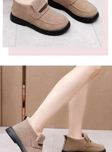 KissICON Women's Snow Boots Soft Loafers Women's Winter Korean