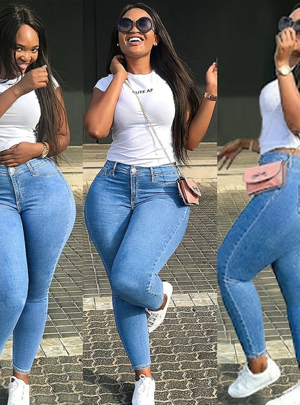 jkthpu-45 Women's Stretch Skinny Jeans - Extra Long Leg