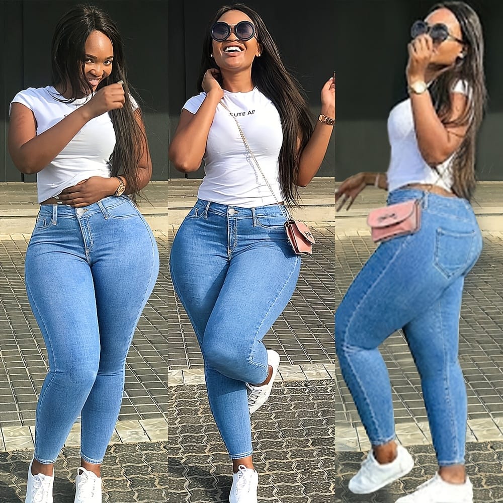 jkthpu-45 Women's Stretch Skinny Jeans - Extra Long Leg