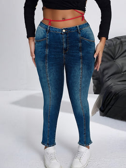 jkthpu-45 Women's Stretch Skinny Jeans - High Waisted Tummy