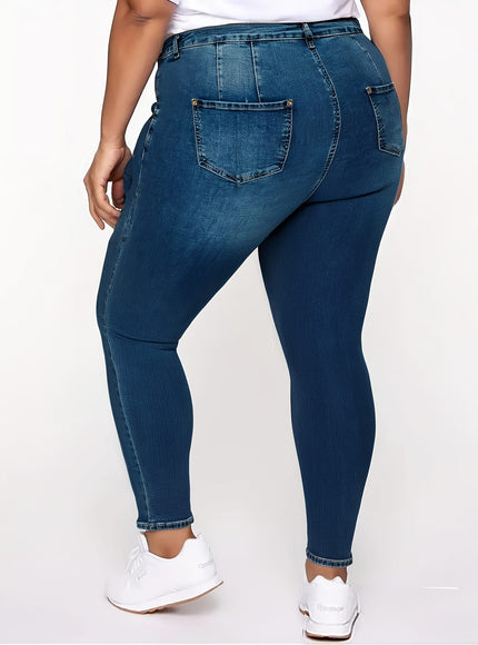 jkthpu-45 Women's Stretch Skinny Jeans - High Waisted Tummy