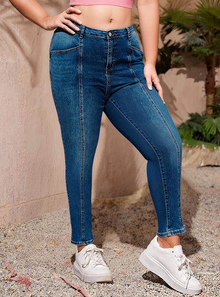 jkthpu-45 Women's Stretch Skinny Jeans - High Waisted Tummy