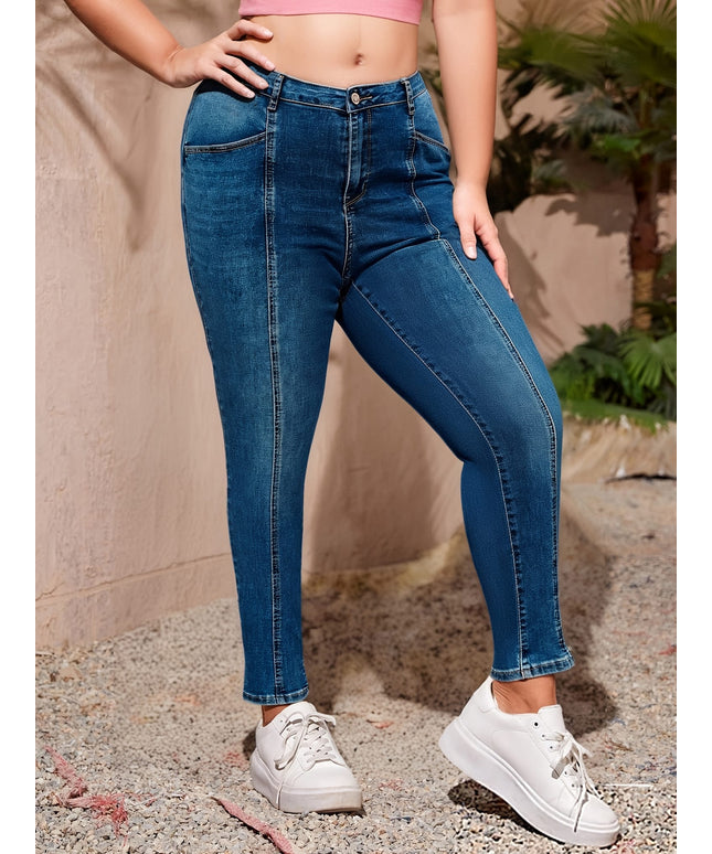 jkthpu-45 Women's Stretch Skinny Jeans - High Waisted Tummy
