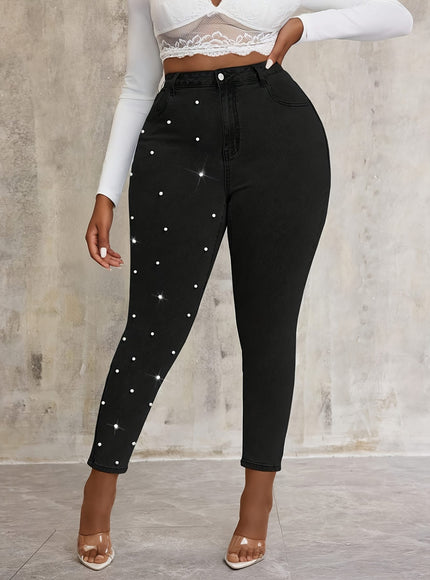 jkthpu-45 Women'S Stretchy Black Jeans - Non-See-Through Stretchy Pants