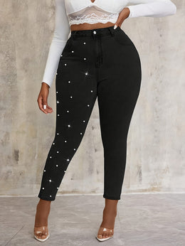 jkthpu-45 Women'S Stretchy Black Jeans - Non-See-Through Stretchy Pants