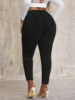 jkthpu-45 Women'S Stretchy Black Jeans - Non-See-Through Stretchy Pants