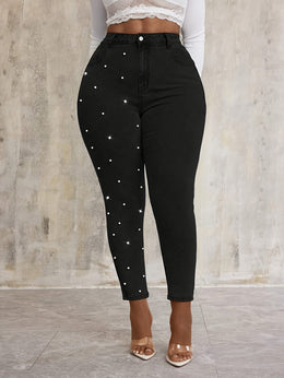 jkthpu-45 Women'S Stretchy Black Jeans - Non-See-Through Stretchy Pants
