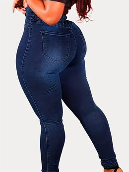 jkthpu-45 Women'S Stretchy Waist Jeans - Elegant High-Waisted, Long