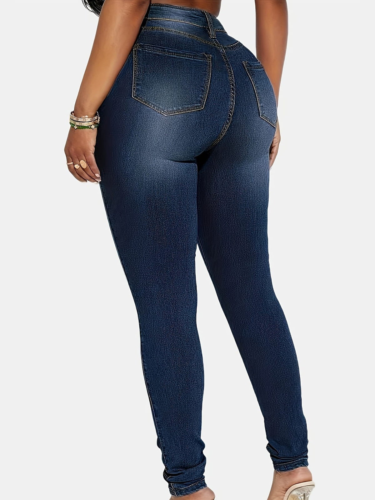 jkthpu-45 Women'S Stretchy Waist Jeans - Elegant High-Waisted, Long