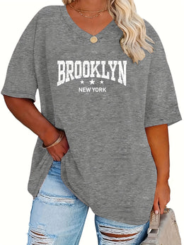 jkthpu-45 Women's Summer New Plus Size Fashion Letter Three-Star