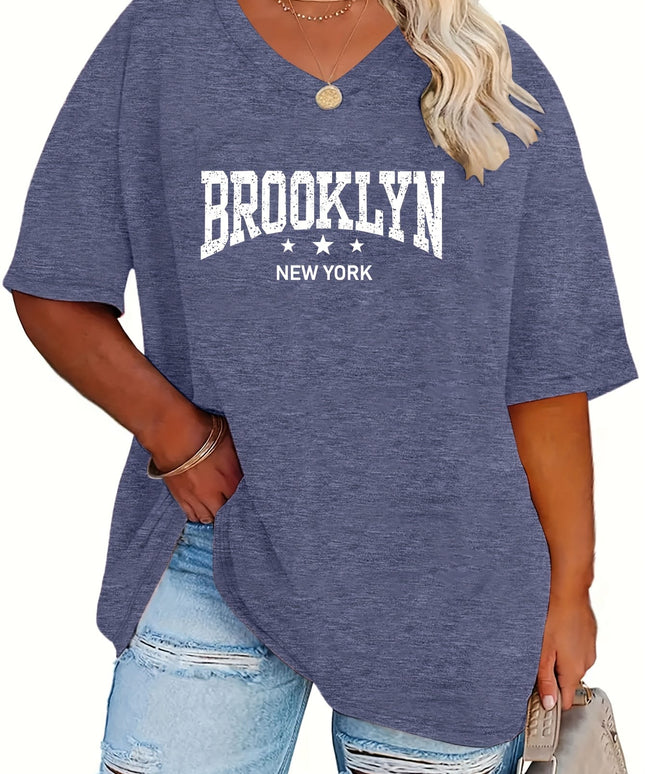 jkthpu-45 Women's Summer New Plus Size Fashion Letter Three-Star