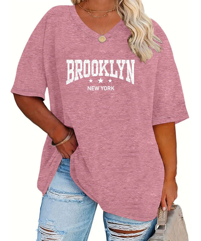 jkthpu-45 Women's Summer New Plus Size Fashion Letter Three-Star