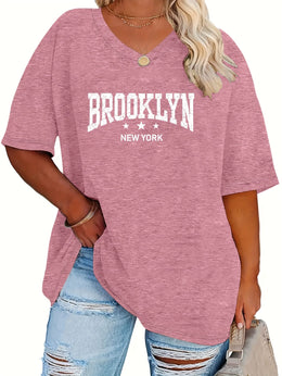 jkthpu-45 Women's Summer New Plus Size Fashion Letter Three-Star
