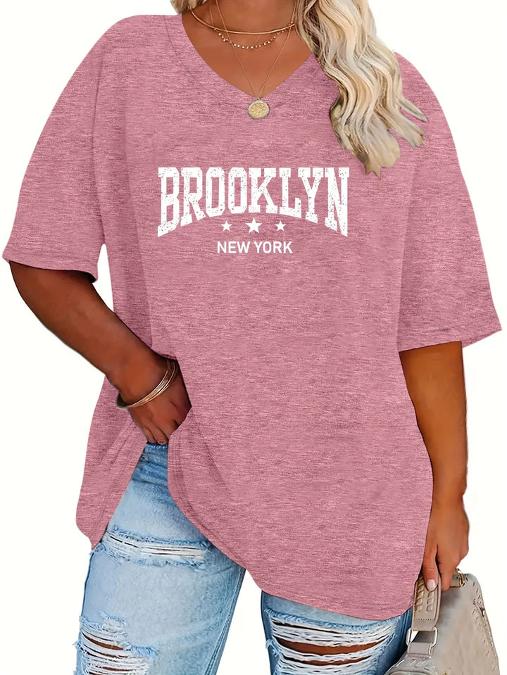 Women's Summer New Plus Size Fashion Letter Three-Star