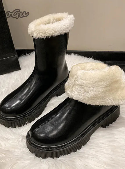KissICON Women's Winter Short/Long Tube Cotton Boots Thick Sole
