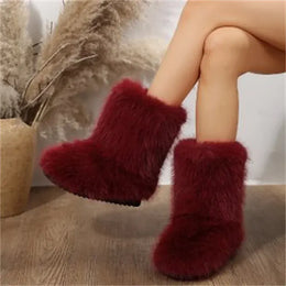 KissICON Women's Winter Snow Boots Outdoor Luxury Furry Faux