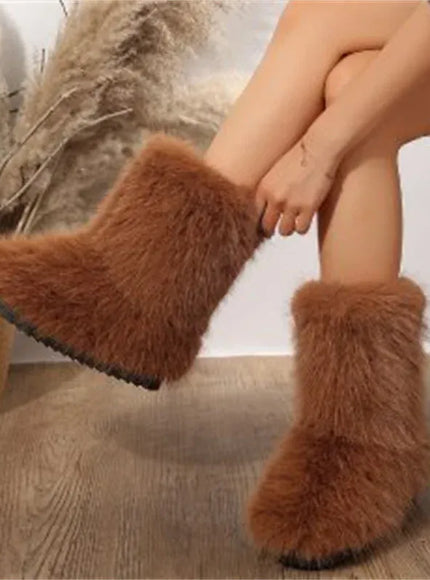 KissICON Women's Winter Snow Boots Outdoor Luxury Furry Faux