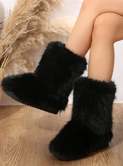 KissICON Women's Winter Snow Boots Outdoor Luxury Furry Faux