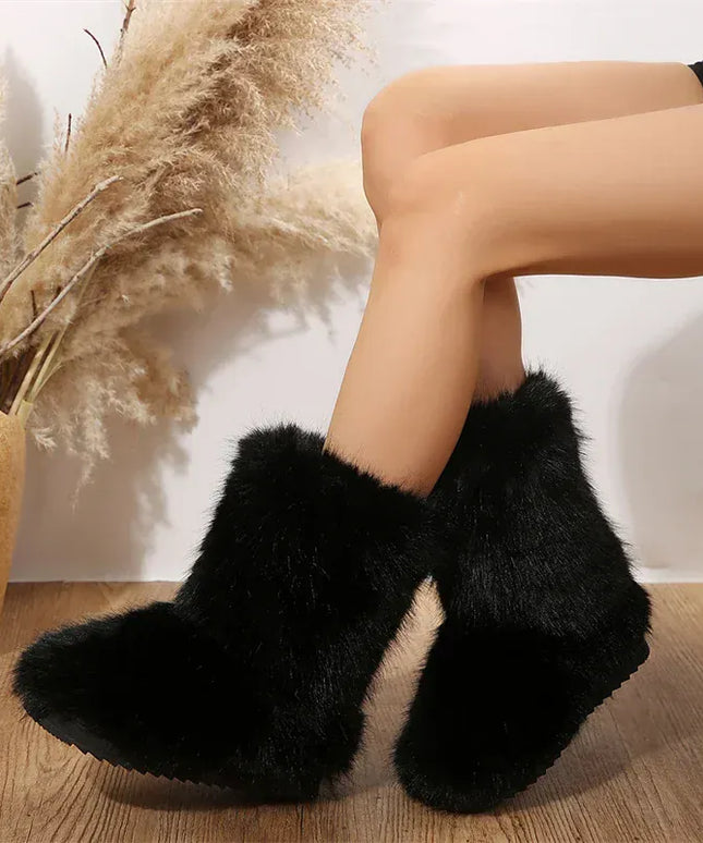 KissICON Women's Winter Snow Boots Outdoor Luxury Furry Faux