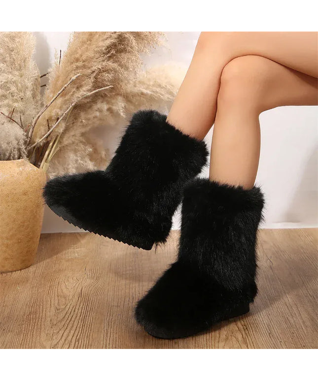 KissICON Women's Winter Snow Boots Outdoor Luxury Furry Faux