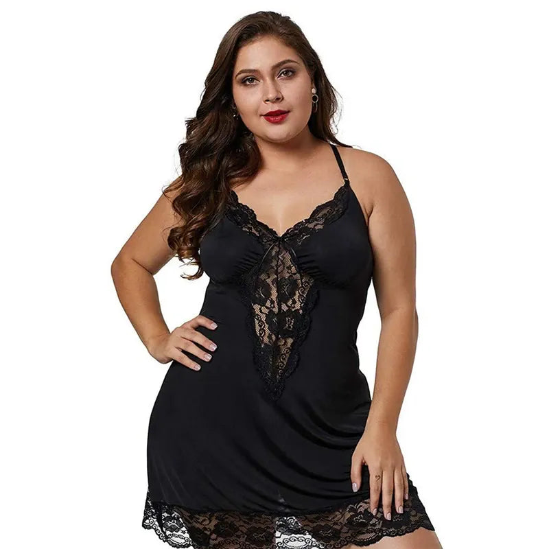 KissICON Women Spaghetti Straps Nightgowns Lace Sexy Sleepdress Plus Size Nightdress Satin Lingerie Sets Women's Pajamas Home Clothes