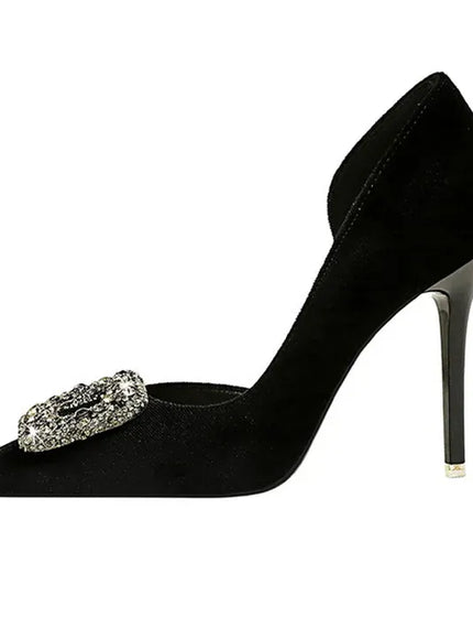 KissICON Women Super High Heels Velvet Pumps Shallow Mouth