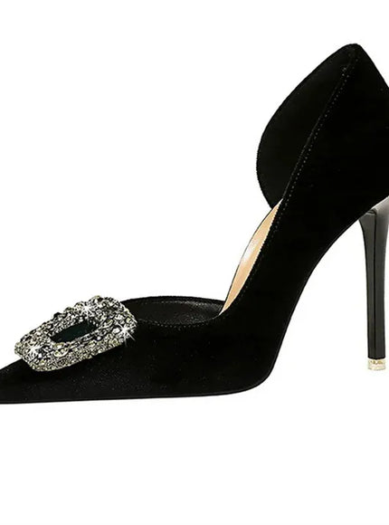 KissICON Women Super High Heels Velvet Pumps Shallow Mouth