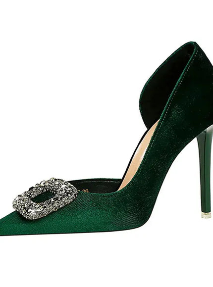 KissICON Women Super High Heels Velvet Pumps Shallow Mouth