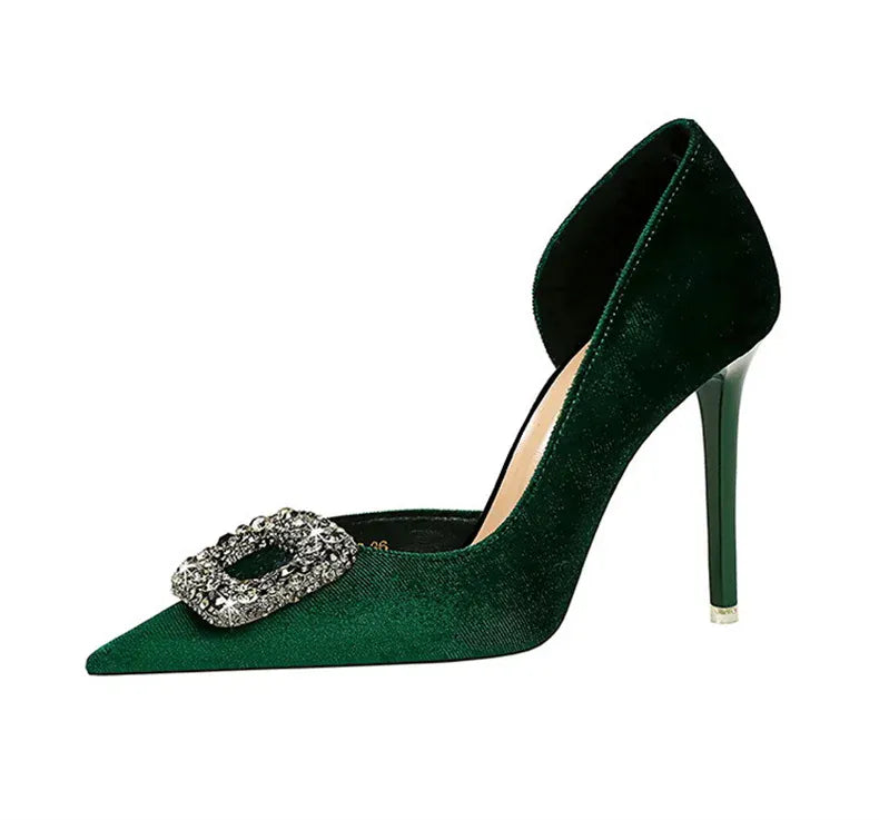 KissICON Women Super High Heels Velvet Pumps Shallow Mouth
