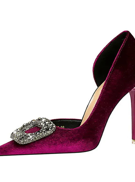 KissICON Women Super High Heels Velvet Pumps Shallow Mouth