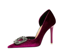 KissICON Women Super High Heels Velvet Pumps Shallow Mouth