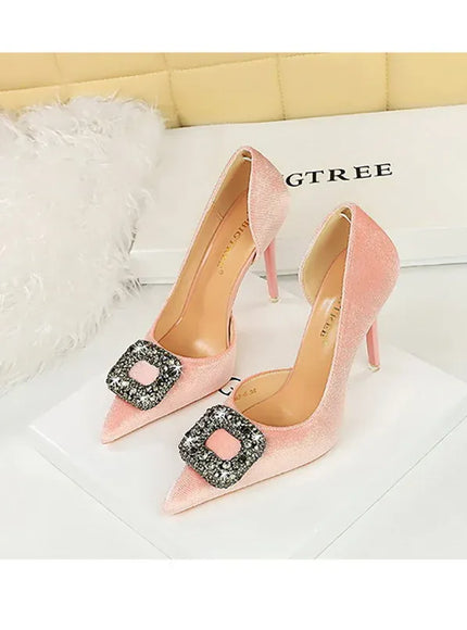 KissICON Women Super High Heels Velvet Pumps Shallow Mouth
