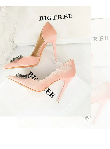 KissICON Women Super High Heels Velvet Pumps Shallow Mouth