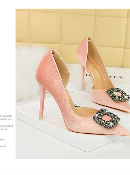 KissICON Women Super High Heels Velvet Pumps Shallow Mouth
