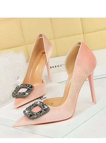 KissICON Women Super High Heels Velvet Pumps Shallow Mouth