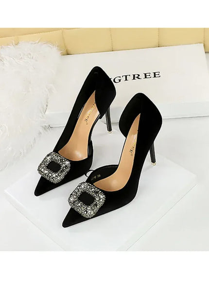 KissICON Women Super High Heels Velvet Pumps Shallow Mouth