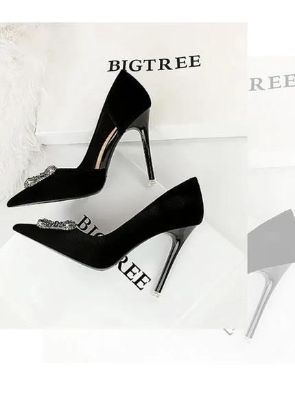 KissICON Women Super High Heels Velvet Pumps Shallow Mouth