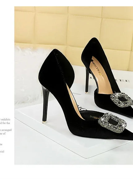 KissICON Women Super High Heels Velvet Pumps Shallow Mouth